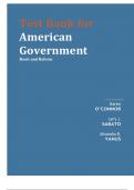 TEST BANK FOR AMERICAN GOVERMENT -Roots Roots and Reform Alixandra B.YANUS Karen O’CONNOR Larry J.SABATO