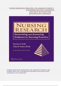 NURSING RESEARCH GENERATING AND ASSESSING EVIDENCE FOR NURSING PRACTICE 11TH EDITION POLIT BECK TEST BANK WITH QUESTIONS AND ANSWER KEY