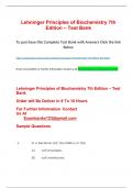 Test Bank for Lehninger Principles of Biochemistry 7th Edition by Nelson &lpar;complete&comma; questions&sol;answers&sol;rationales&rpar;