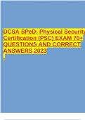 DCSA SPeD: Physical Security Certification (PSC) EXAM 70+ QUESTIONS AND CORRECT ANSWERS 2023 .