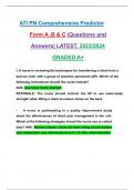 ATI PN Comprehensive Predictor Form A, B And C, Questions And Answers Latest 2023-2024 Graded A+