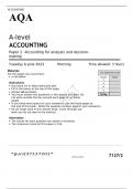 AQA  A-level ACCOUNTING Paper 2 Accounting for analysis and decision-making JUNE 2023