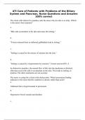 ATI Care of Patients with Problems of the Biliary System and Pancreas&comma; Nurse Questions and Answers 100&percnt; correct