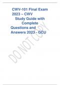 CWV-101 Final Exam CWV  study guide with complete Questions and Answers 2022  Revision Guide 