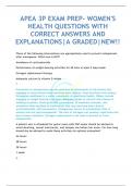 APEA 3P EXAM PREP- WOMEN'S HEALTH QUESTIONS WITH CORRECT ANSWERS AND EXPLANATIONS|A GRADED|NEW!!