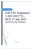 SAE3701 Assignment 3 2023 &lpar;852771&rpar; - DUE 17 July 2023