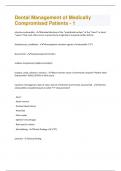 Dental Management of Medically Compromised Patients - 1&vert; Questions and Answers with complete solution