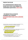 PN COMPREHENSIVE PREDICTOR EXAM 2023/2024 180 CORRECTLY ANSWERED QUESTIONS 100% PASS