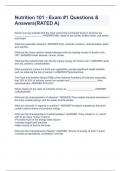 Nutrition 101 - Exam &num;1 Questions & Answers&lpar;RATED A&rpar;