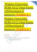 Walden University NURS 6512 Final Exam. 100Questions & Answers (Graded A+)