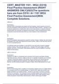 CERT&lowbar;MASTER 1101 - WGU &lpar;D316&rpar; Final Practice Assessment &lpar;RIGHT ANSWERS ONLY&rpar;2023&lpar;The questions here are from D316 &sol; A&plus; 1101 WGU Final Practice Assessment&rpar;With Complete Solutions&period;