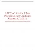 ATI TEAS Version 7 Teas  Practice Science Unit Exam Updated 2023/2024