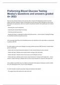 Preforming Blood Glucose Testing Mosby's Questions and answers graded A+ 2023