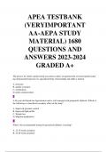 APEA TESTBANK (VERYIMPORTANT AA-AEPA STUDY MATERIAL) 1680 QUESTIONS AND ANSWERS 2023-2024 GRADED A+