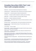 Canadian Securities &lpar;CSC&rpar; Test 1 and Test 2 with complete solution