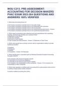 WGU C213. PRE-ASSESSMENT: ACCOUNTING FOR DECISION MAKERS PVAC EXAM 2023-204 QUESTIONS AND ANSWERS 100% VERIFIED