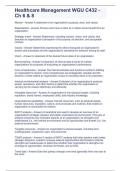 Healthcare Management WGU C432 - Ch 6 & 8