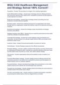 WGU C432 Healthcare Management and Strategy Solved 100&percnt; Correct&excl;&excl;
