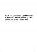MCN 374 Final Exam Test Questions With 100% Correct Answers (Latest Update 2023/2024 Graded A+)