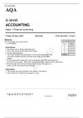 AQA   A level ACCOUNTING Paper 1 Financial Accounting FINAL exam MAY 2023