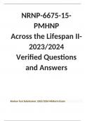 NRNP-6675-15-PMHNP  Across the Lifespan II-2023/2024  Verified Questions and Answers/ NURS 6675 - PMHNP Care Across the Lifespan II