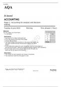 AQA   A-level ACCOUNTING Paper 2 Accounting for analysis and decision-making FINAL MAY 2023