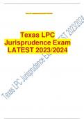 Texas LPC Jurisprudence Exam LATEST 2023/2024