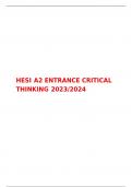 HESI A2 ENTRANCE CRITICAL THINKING 2023/2024  