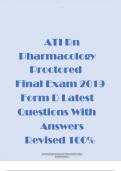 ATI Rn Pharmacology  Proctored Final Exam 2019  Form D Latest  Questions With  Answers  Revised 100%