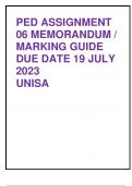 PED3701 ASSIGNMENT 06 MEMORANDUM DUE 19 JULY 2023 UNISA