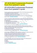 ATI 2019>2024 Fundamentals Proctored Exam final updated&sol;&sol; A grade