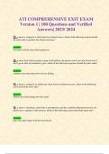 ATI COMPREHENSIVE EXIT EXAM Version 1 &vert; 180 Questions and Verified Answers&vert; 2023&sol; 2024
