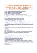 COMMUNITY HEALTH NURSING IN CANADA - CHAPTER 1 COMMUNITY HEALTH NURSE 2023/2024