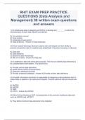 RHIT EXAM PREP PRACTICE QUESTIONS (Data Analysis and Management) 98 written exam questions and answers