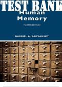 TEST BANK for Human Memory 4th Edition by Gabriel A&period; Radvansky  -All Chapters 1-18