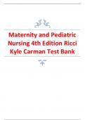  Test Bank for Maternity and Pediatric Nursing 4th Edition latest update by Ricci Kyle Carman&period;
