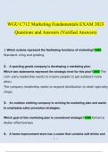 WGU C712 Marketing Fundamentals EXAM 2023 - 2024 Questions and Answers (Verified Answers)