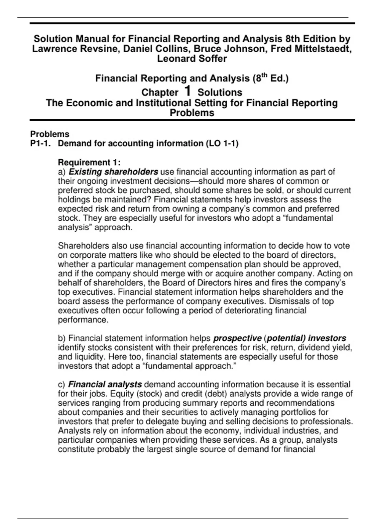Solution Manual for Financial Reporting and Analysis 8th Edition by ...