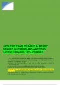 HESI EXIT EXAM 2022-2023 ALREADY  GRADED QUESTION AND ANSWERS  LATEST UPDATES 100&percnt; VERIFIED