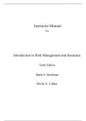 Introduction to Risk Management and Insurance 10e Mark Dorfman, David Cather (Instructor Manual)