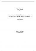 Introduction to Risk Management and Insurance 10e Mark Dorfman, David Cather (Instructor Manual with Test Bank)	