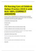 PN Nursing Care of Children Online Practice 2020 A with NGN 100&percnt; CORRECT  ANSWERS