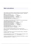  Math calculations Questions & Answers 2023( A+ GRADED 100% VERIFIED)