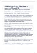 MRSA screen Exam Questions & Answers &lpar;Graded A&rpar;