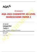 Answers AQA 2022 CHEMISTRY AS LEVEL MARKSCHEME PAPER 2