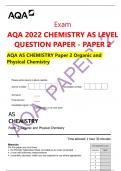 Exam AQA 2022 CHEMISTRY AS LEVEL QUESTION PAPER - PAPER 2 AQA AS CHEMISTRY Paper 2 Organic and Physical Chemistry