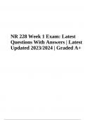 NR 228 Week 1 Exam: Latest Questions With Answers | Latest Updated 2023/2024 | Graded A+