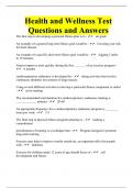 Health and Wellness Test Questions and Answers
