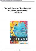 Test bank Varcarolis' Foundations of Psychiatric-Mental Health Nursing 8th and 9th editions | A+ ULTIMATE GUIDE