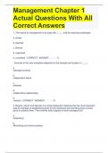 Management Chapter 1 Actual Questions With All Correct Answers